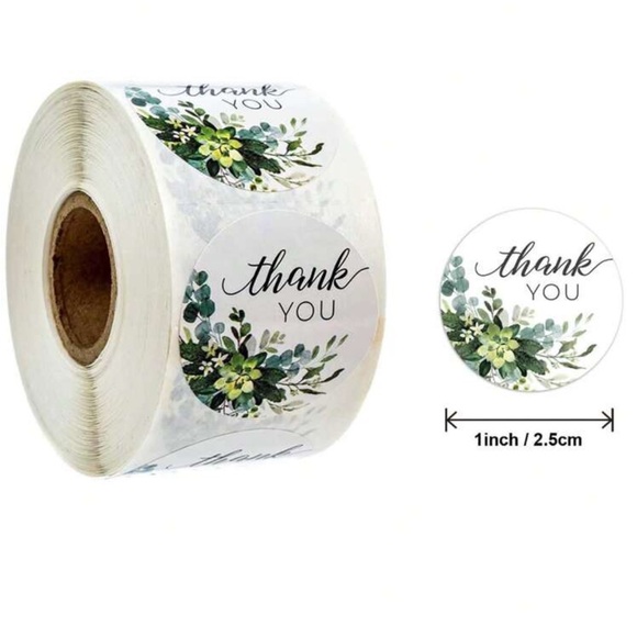 500  Green And White Thank You Stickers - Picture 2 of 5